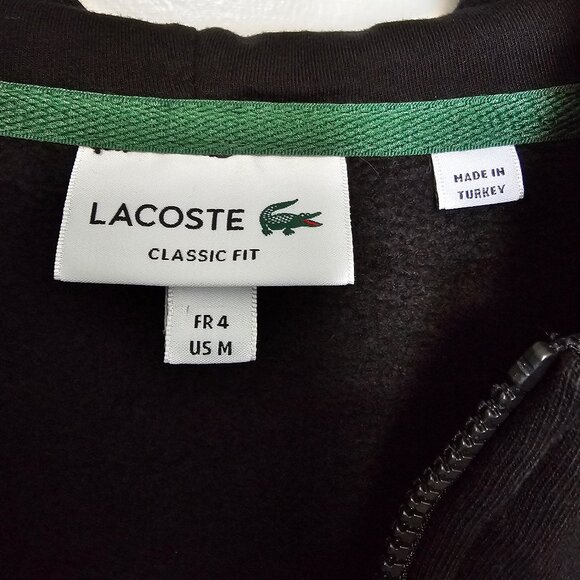 Lacoste Classic Fit Zip Up Hoodie - Black Size M - Picture 5 of 6